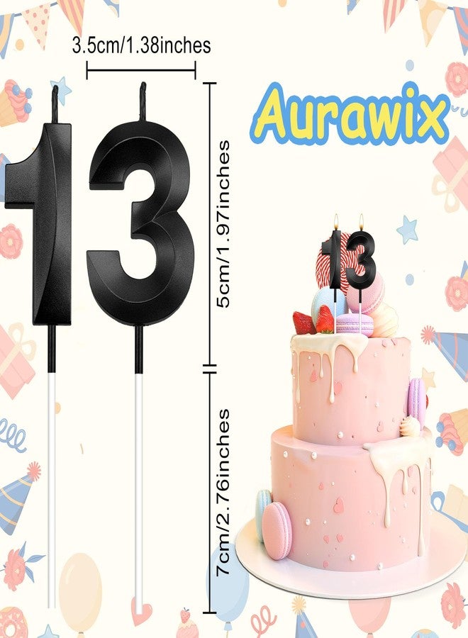 Aurawix 13th Birthday Candles Black Birthday Candles Numeral Candles Cake Topper Decoration for Birthday Party Candles Wedding Anniversary Celebration Supplies（Black，13th） - Image 3